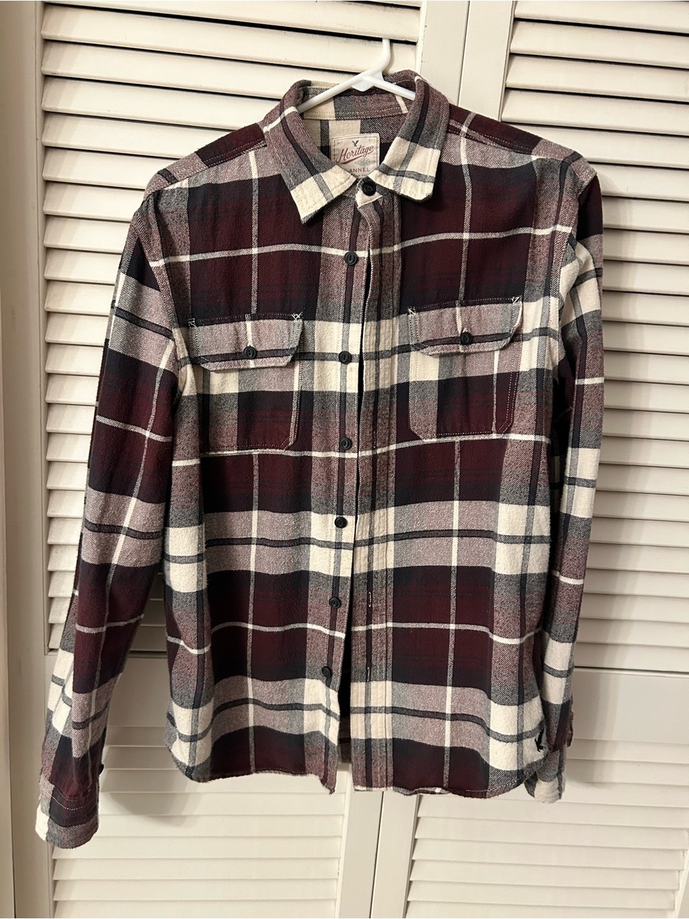 Unisex  Burgundy Plaid Flannel Shirt - Heritage